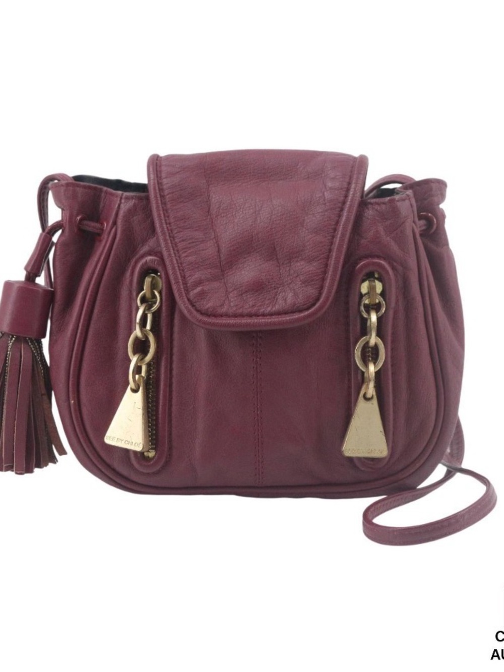 AUTHENTIC See by CHLOE Women’s Leather Crossbody Bag in Burgundy